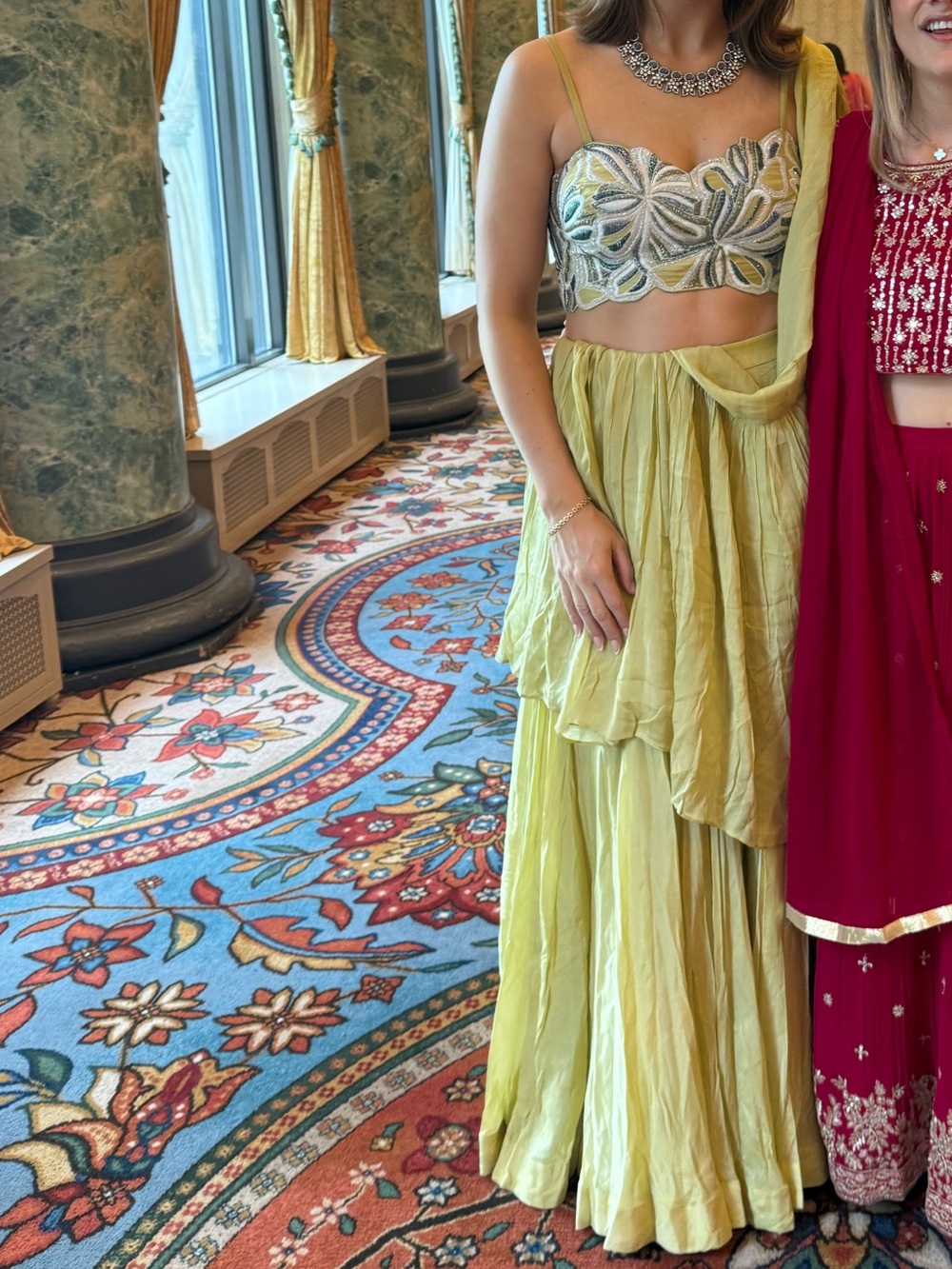 Lehenga Saree with Embroidered Blouse — Indian Formal Dress